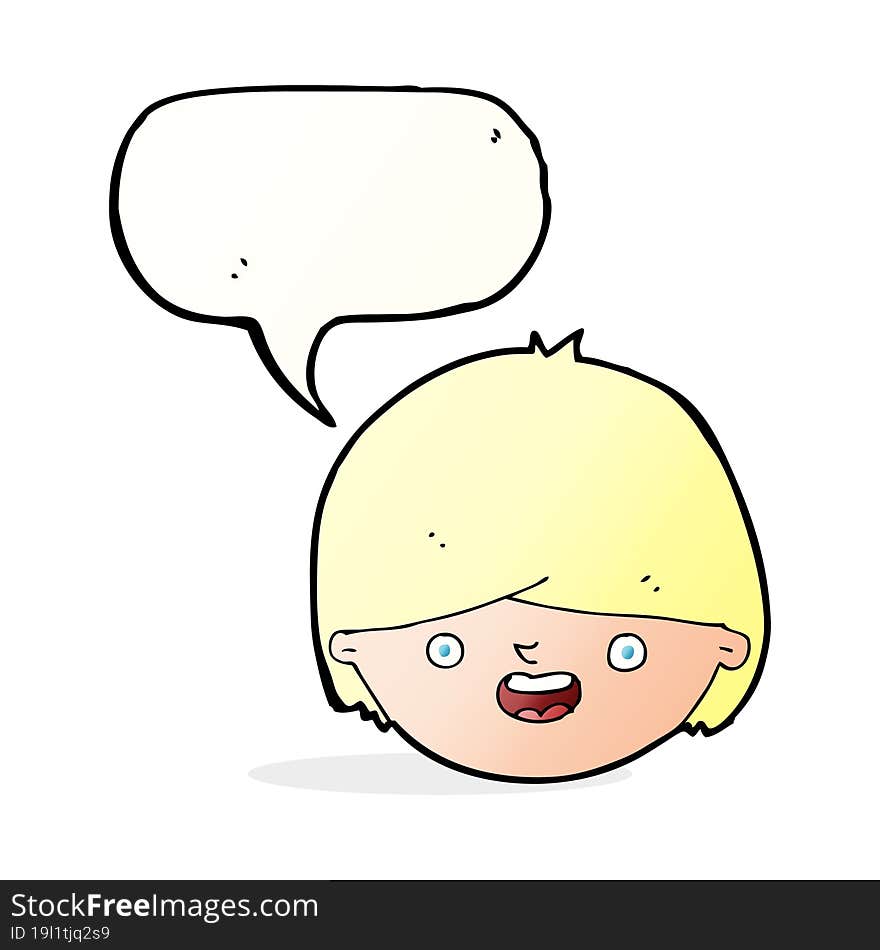 cartoon happy face with speech bubble