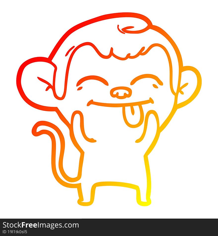 warm gradient line drawing funny cartoon monkey