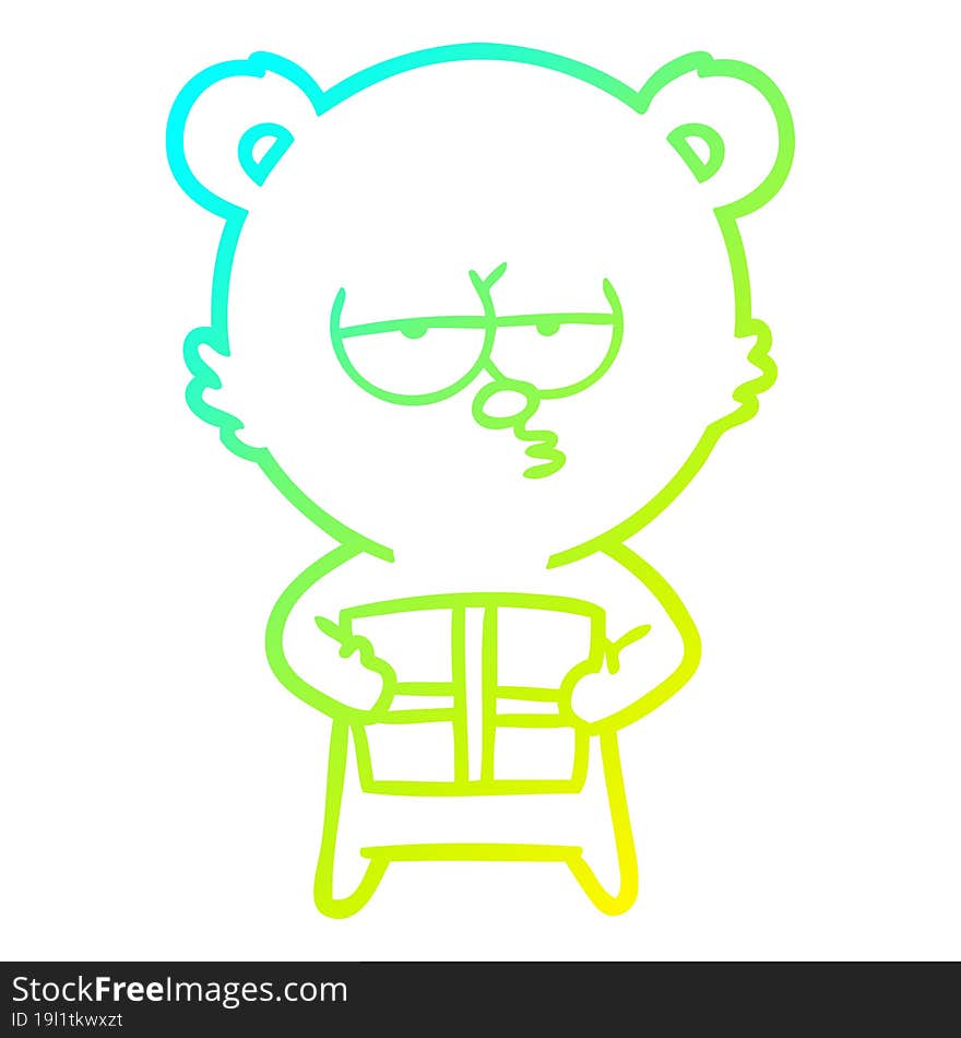 cold gradient line drawing christmas bear cartoon