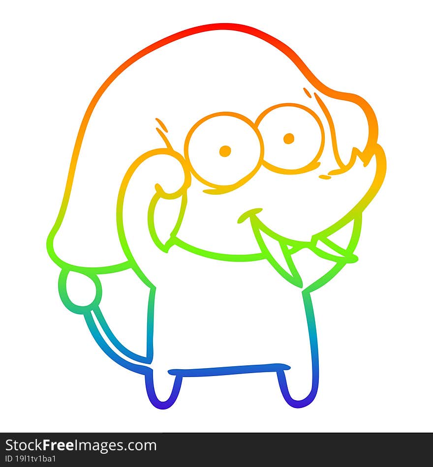 rainbow gradient line drawing happy cartoon elephant