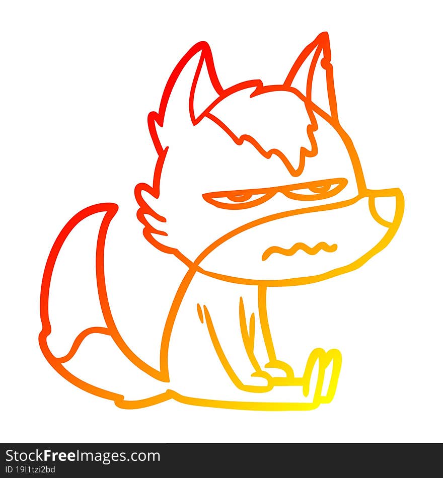 warm gradient line drawing cartoon annoyed wolf