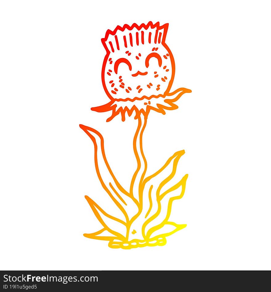 warm gradient line drawing cartoon thistle