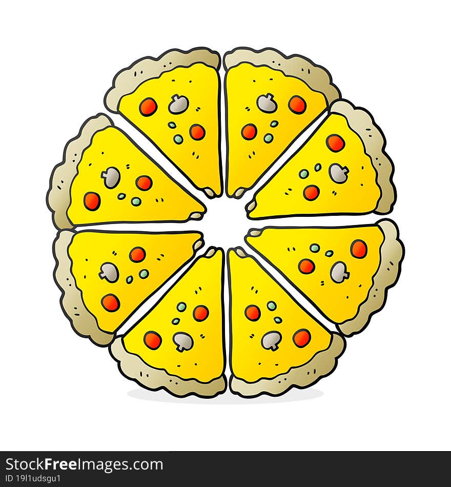 freehand drawn cartoon pizza