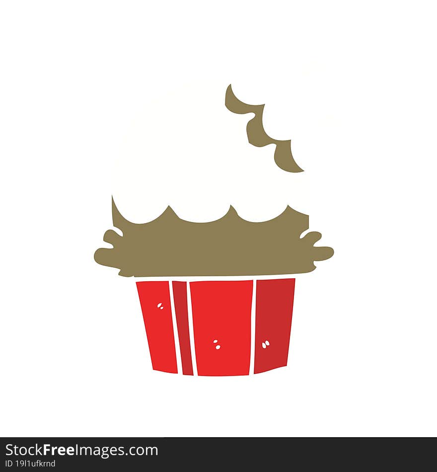 flat color style cartoon chocolate cupcake