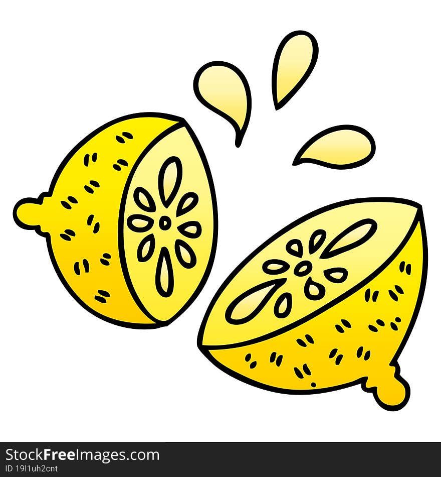 quirky gradient shaded cartoon lemon