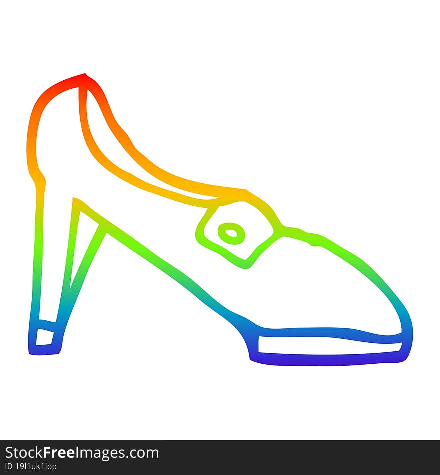 rainbow gradient line drawing cartoon shoe