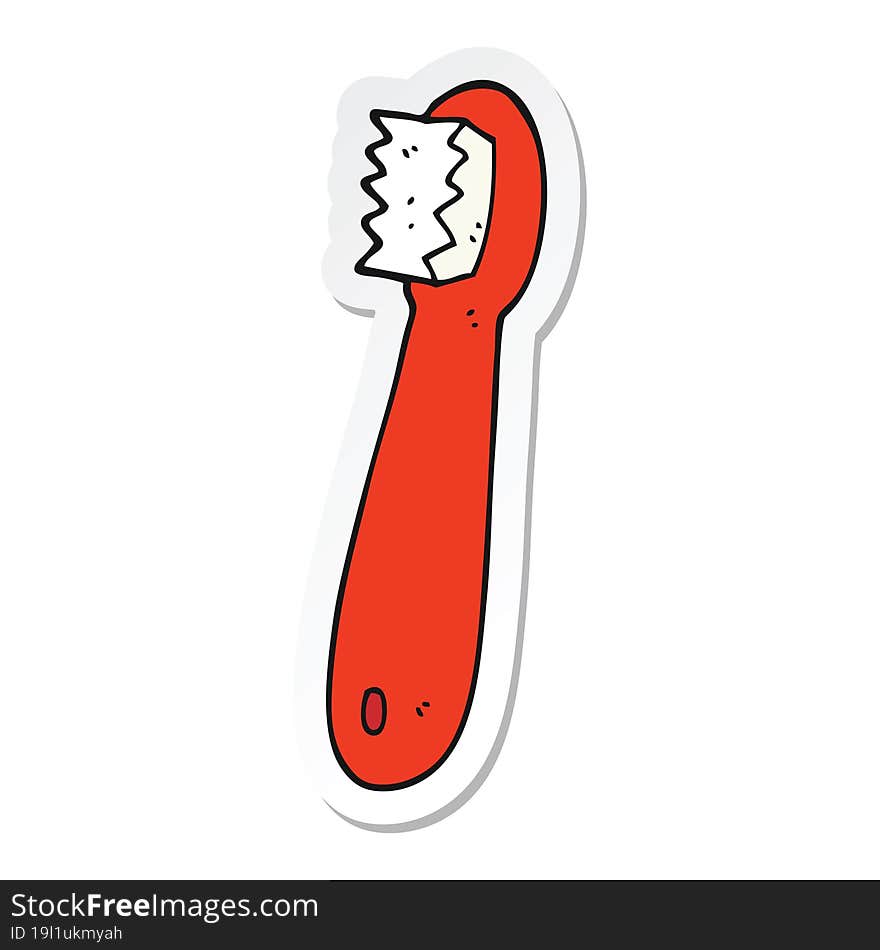 Sticker Of A Cartoon Toothbrush