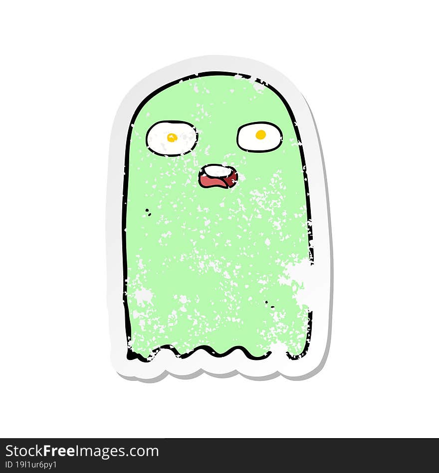 retro distressed sticker of a funny cartoon ghost