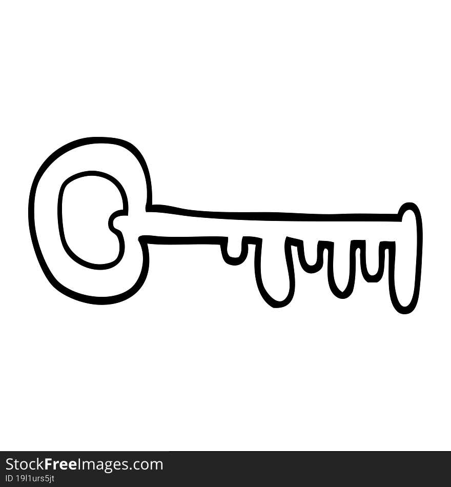 line drawing cartoon gold key