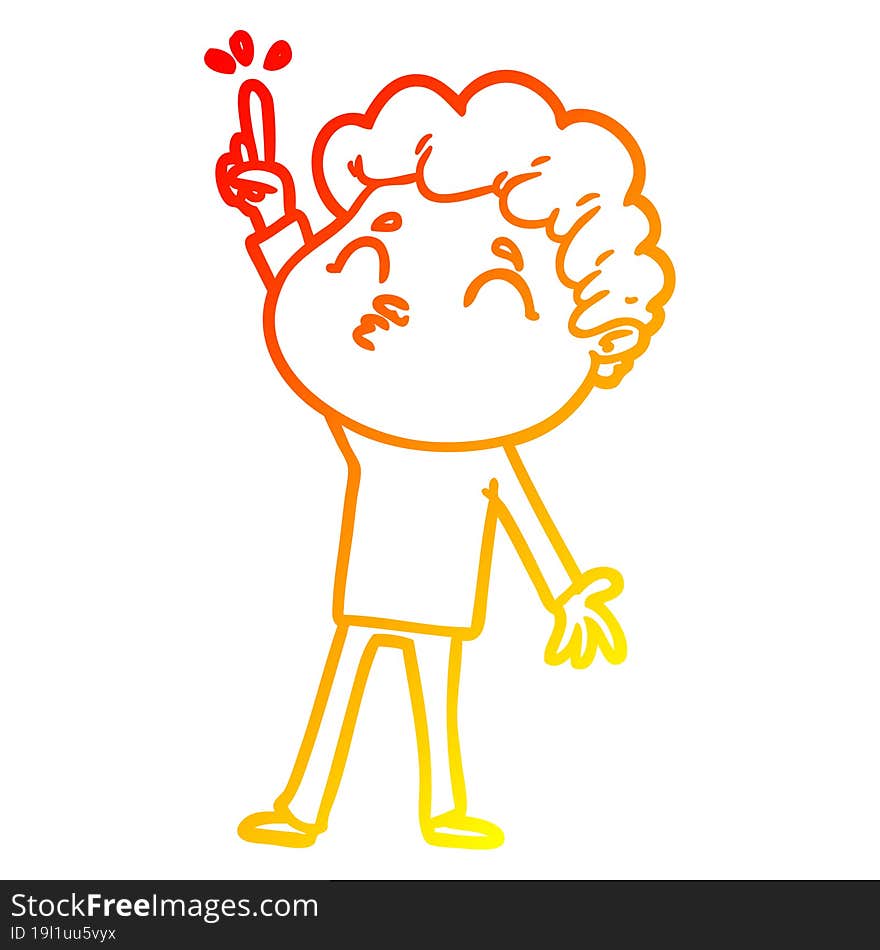 warm gradient line drawing cartoon man pouting