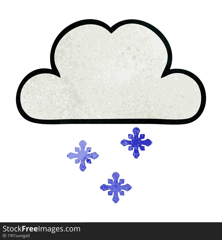 retro grunge texture cartoon of a snow cloud