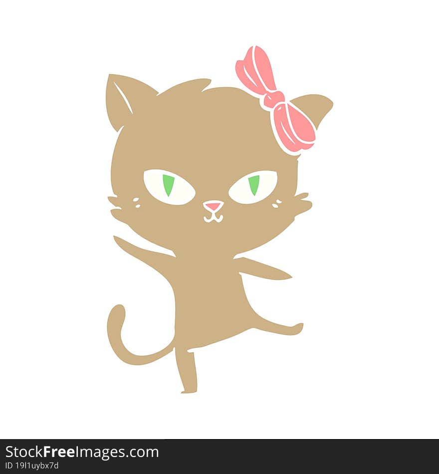 cute flat color style cartoon cat