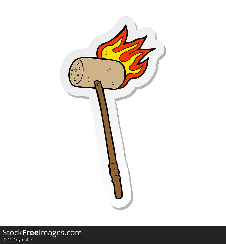 sticker of a cartoon croquet mallet and ball