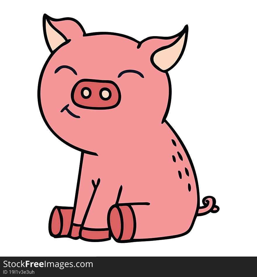 Quirky Hand Drawn Cartoon Pig