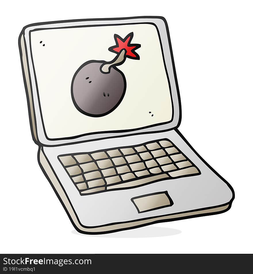 cartoon laptop computer with error screen