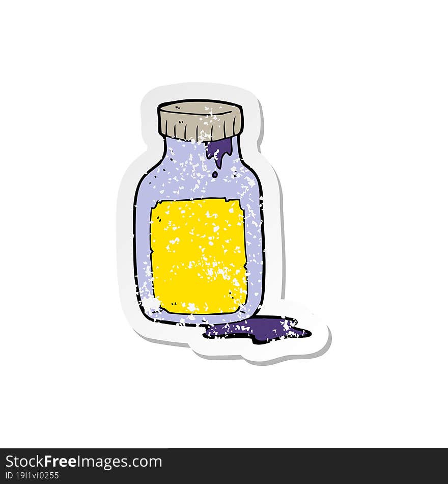 retro distressed sticker of a cartoon cough medicine