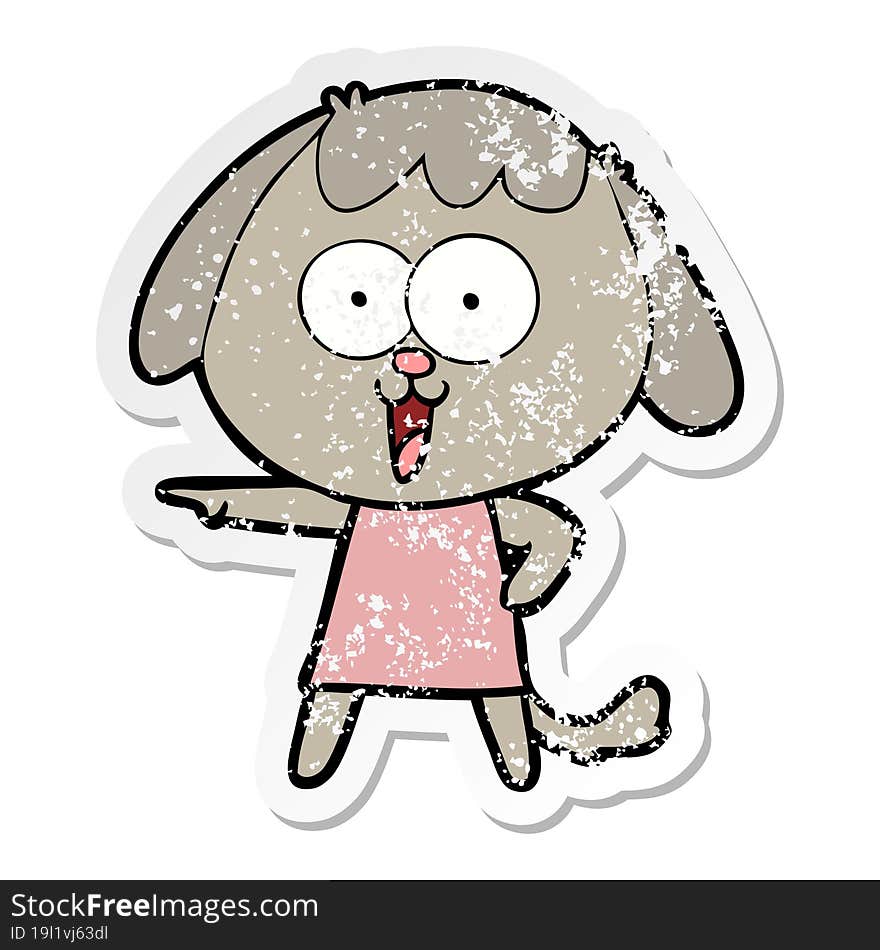 distressed sticker of a cute cartoon dog