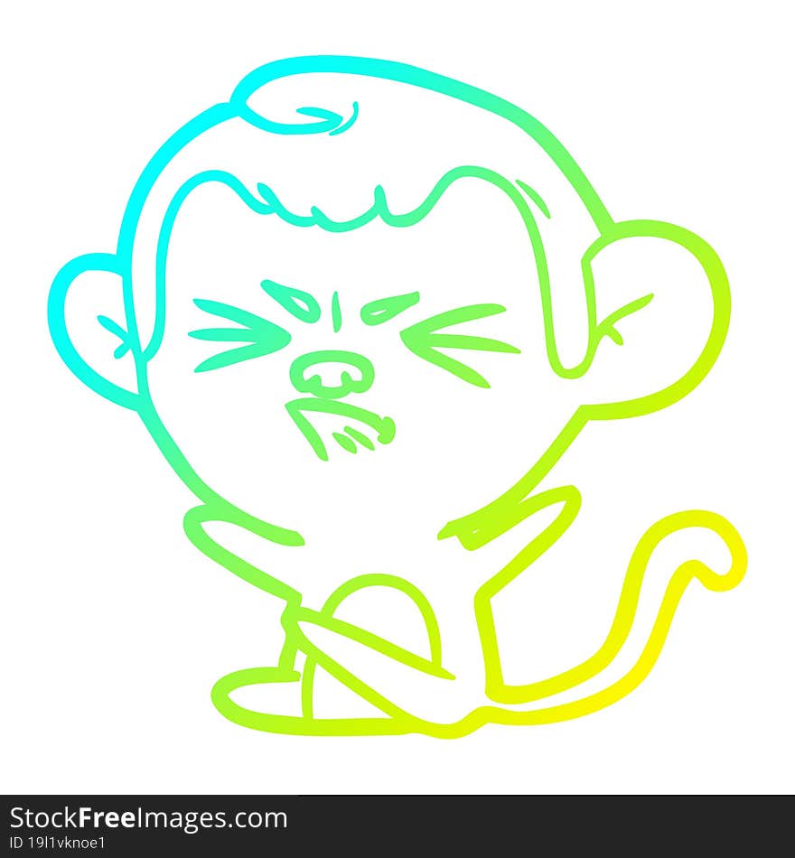 cold gradient line drawing cartoon angry monkey