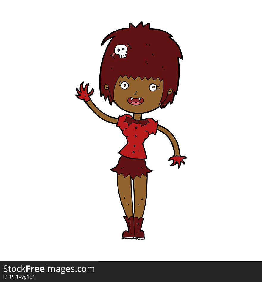 Cartoon Waving Vampire Girl