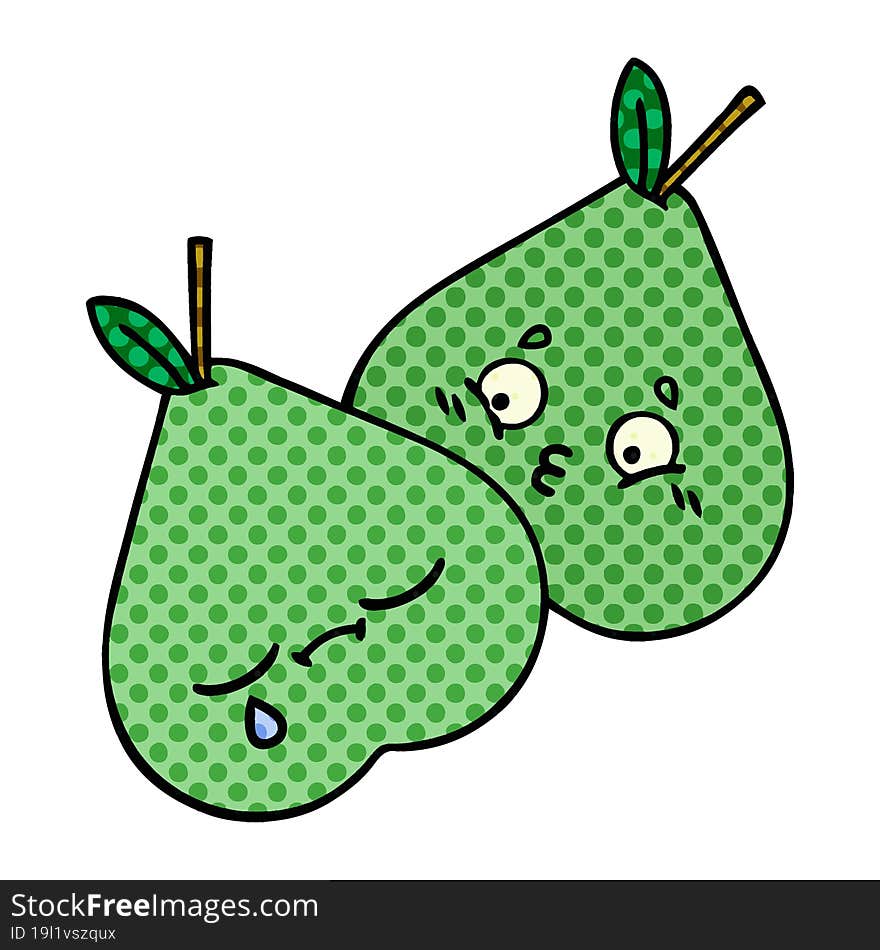 comic book style cartoon green pear