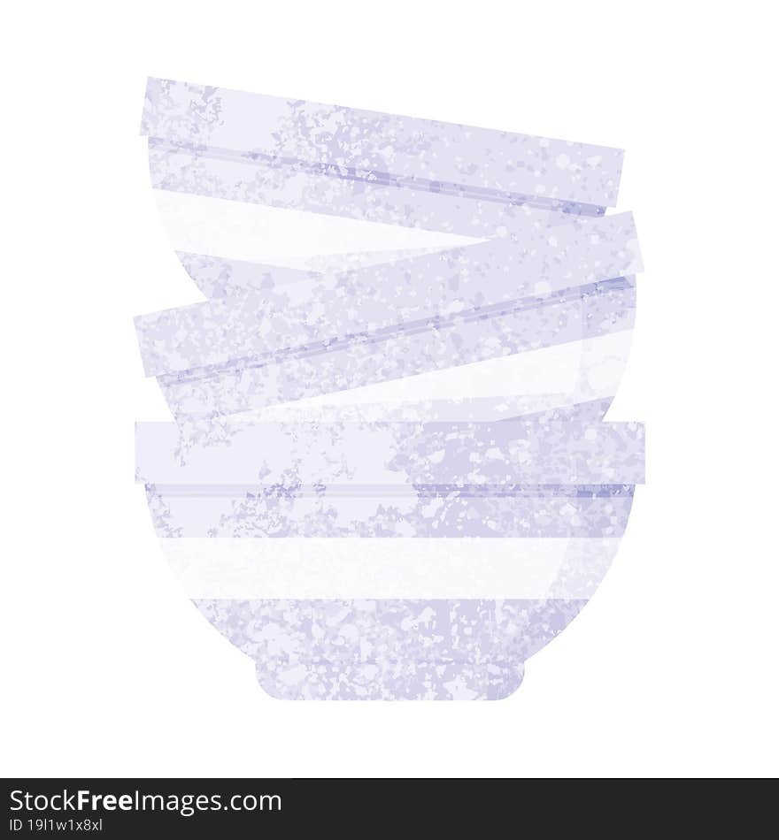 Flat colour illustration of a stack of bowls