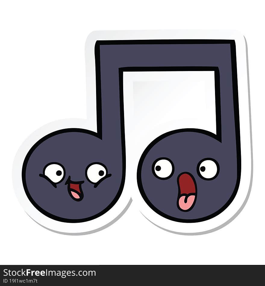 sticker of a cute cartoon musical note