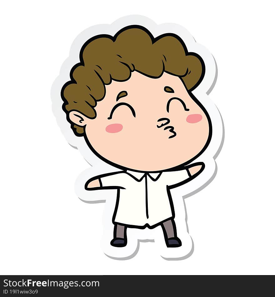 sticker of a cartoon man pouting