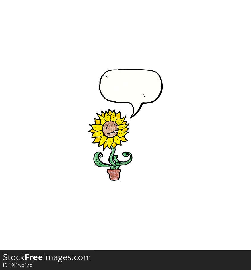 cartoon flower with speech bubble