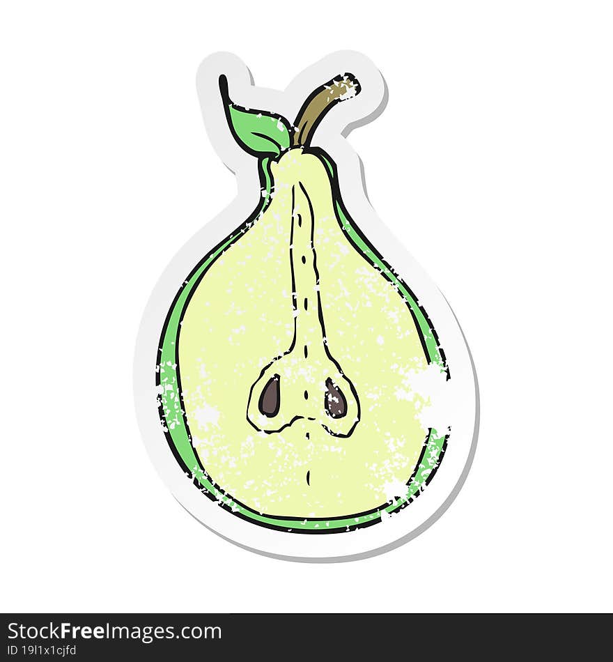 retro distressed sticker of a cartoon pear