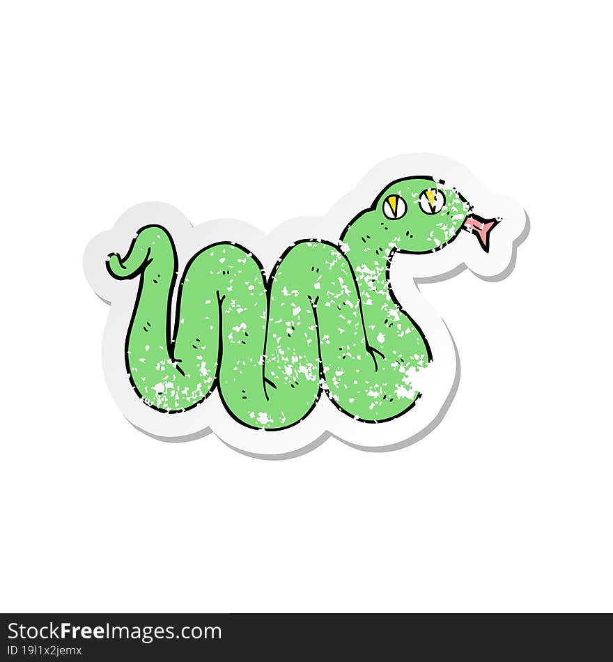 retro distressed sticker of a funny cartoon snake