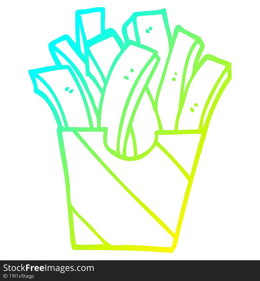 cold gradient line drawing cartoon takeout fries