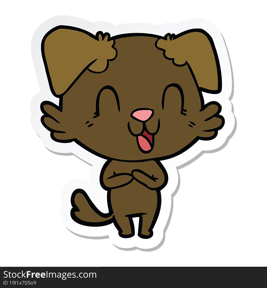 sticker of a laughing cartoon dog