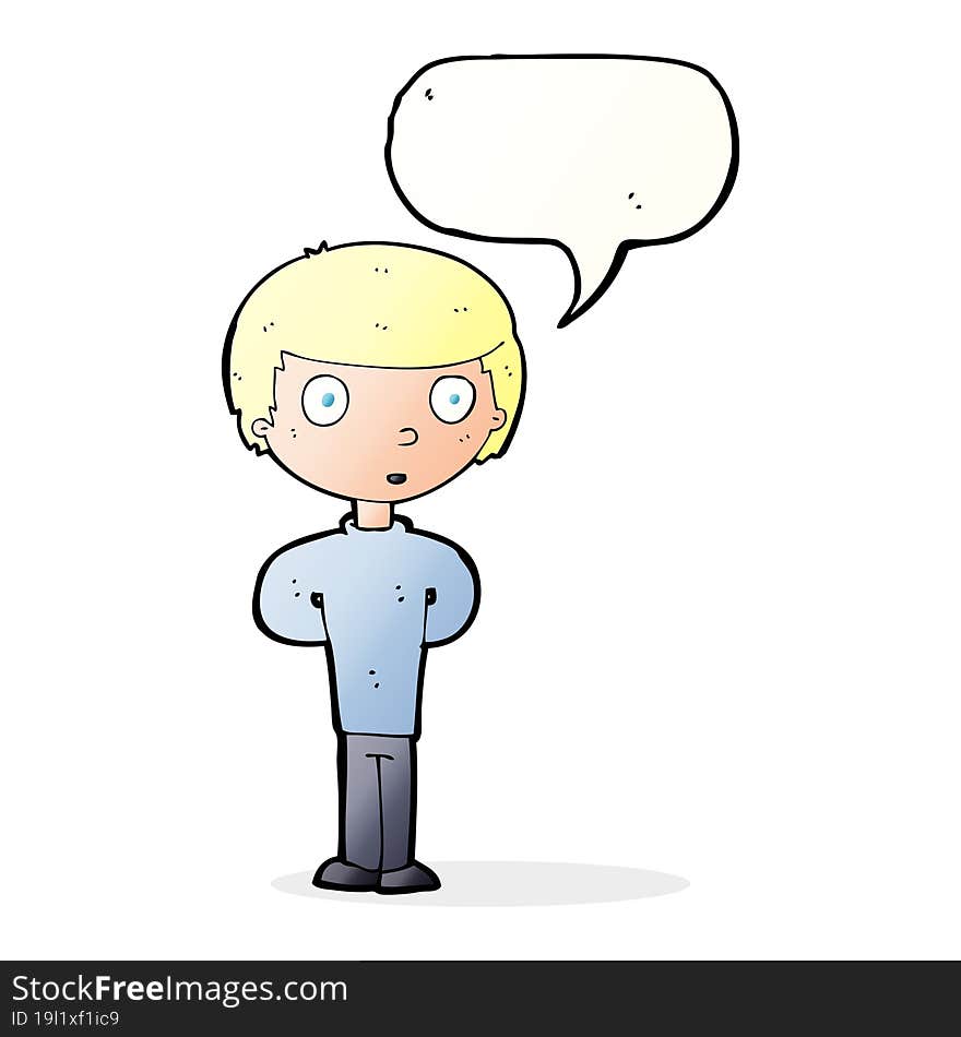 Cartoon Curious Boy With Speech Bubble