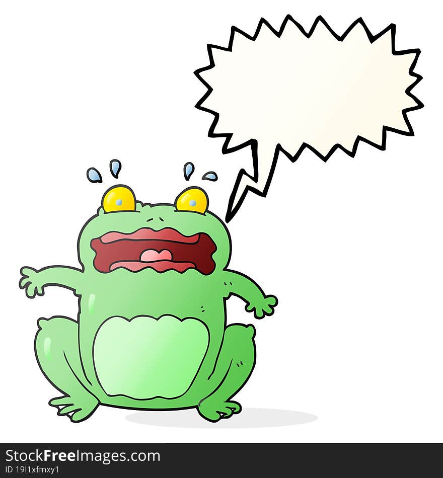 freehand drawn speech bubble cartoon funny frightened frog