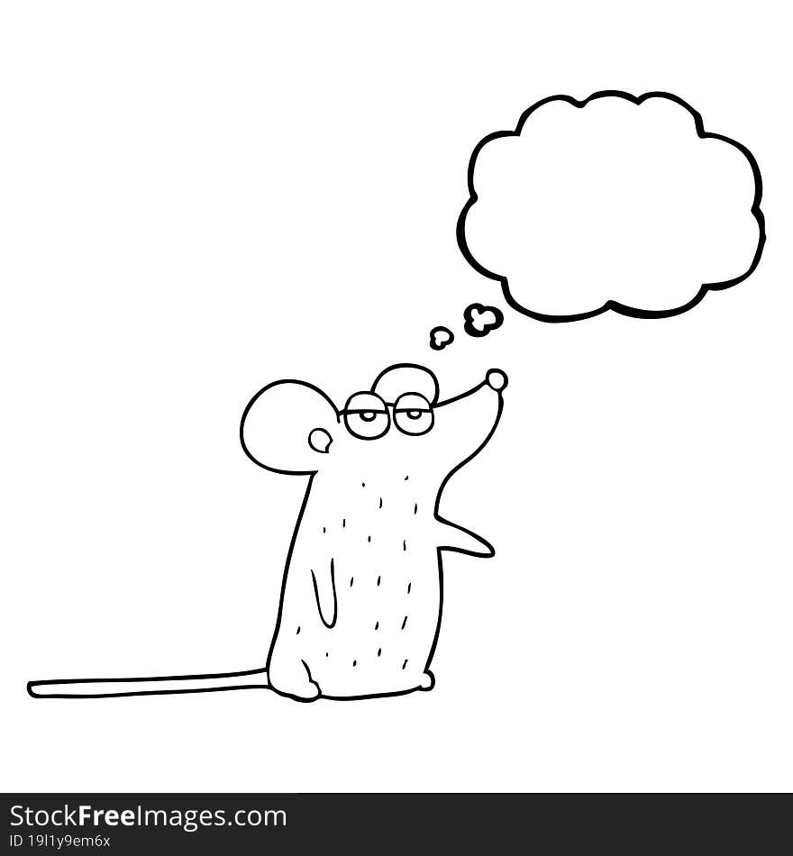 freehand drawn thought bubble cartoon mouse