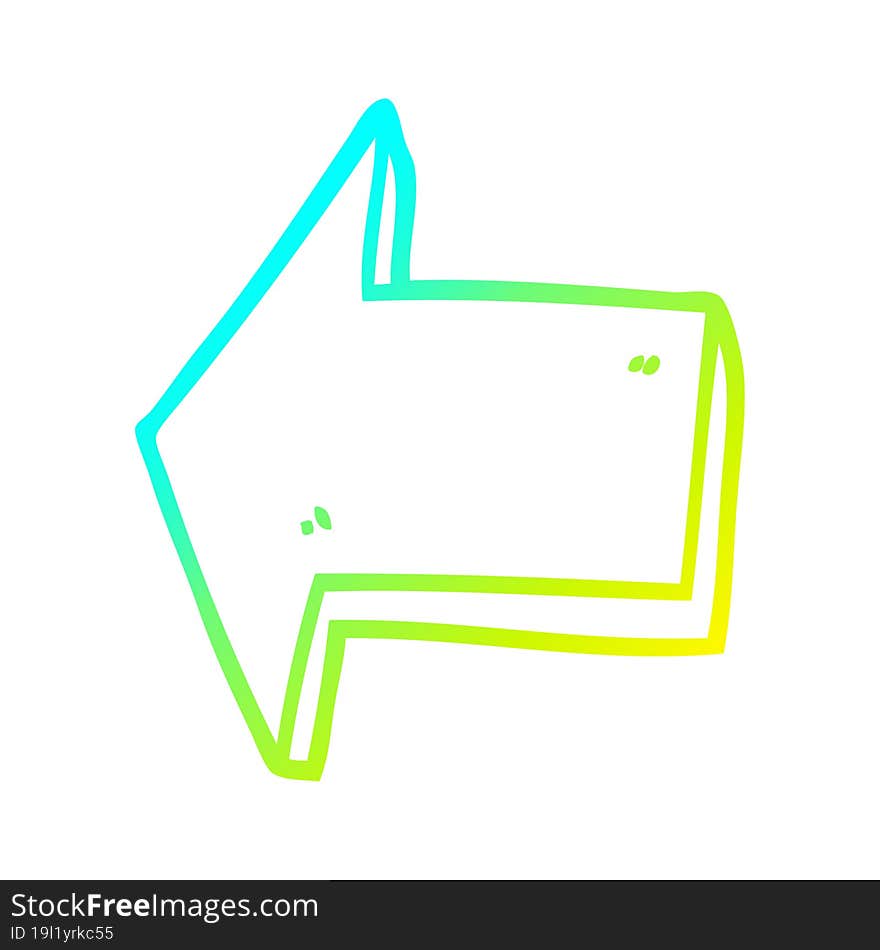 cold gradient line drawing cartoon pointing arrow