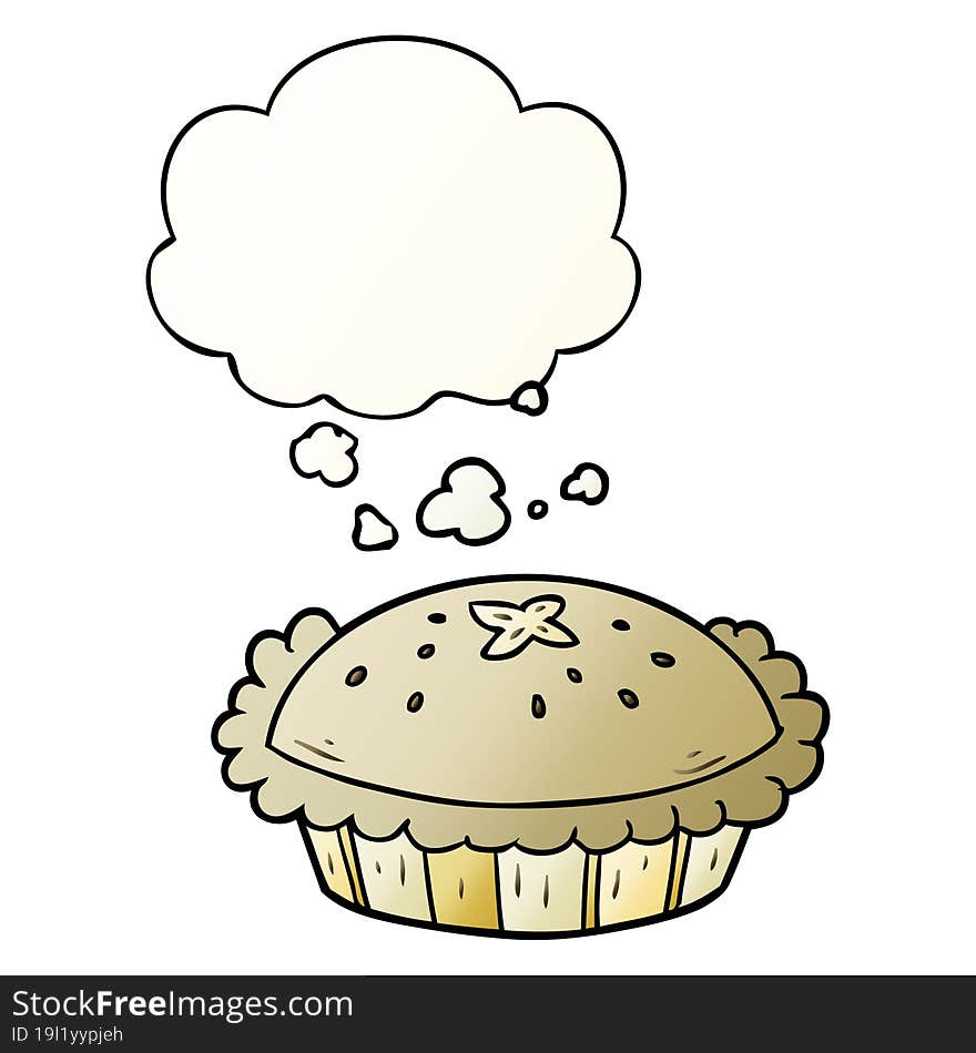 cartoon pie and thought bubble in smooth gradient style