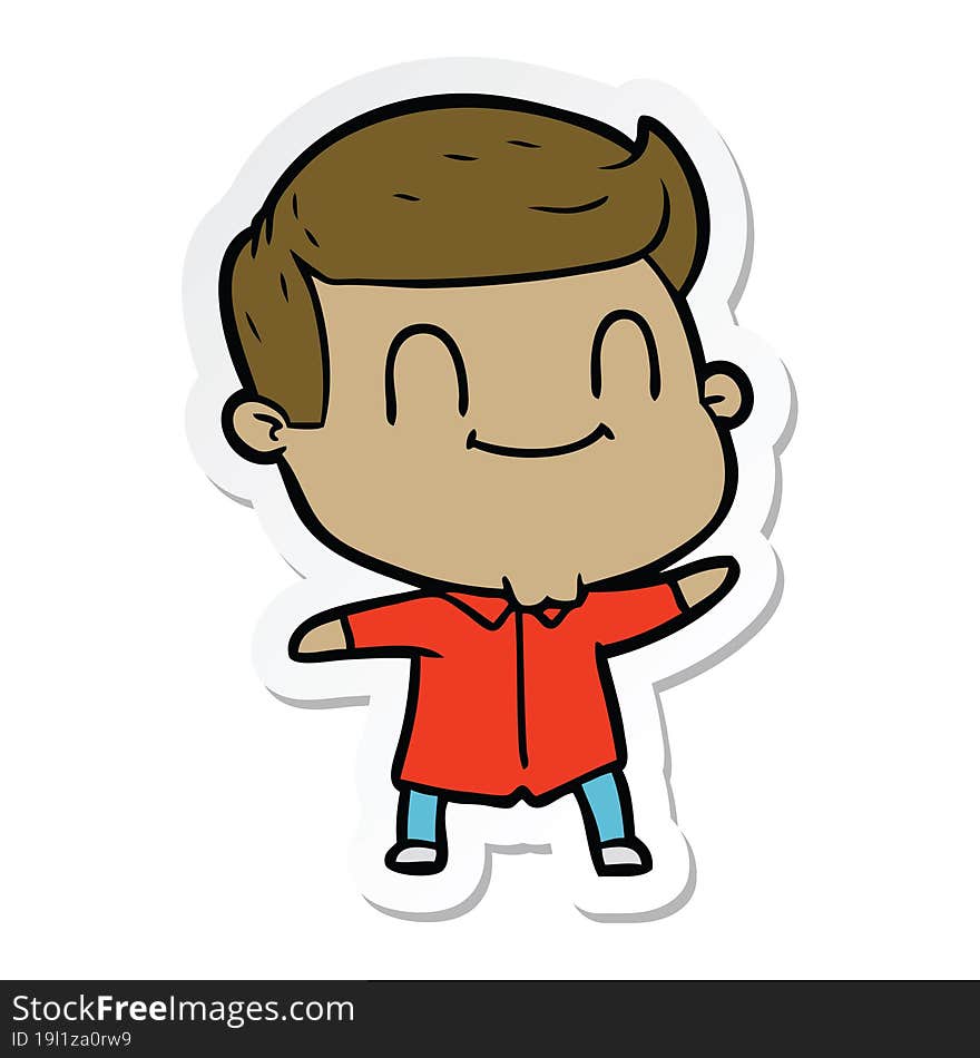 Sticker Of A Cartoon Friendly Man