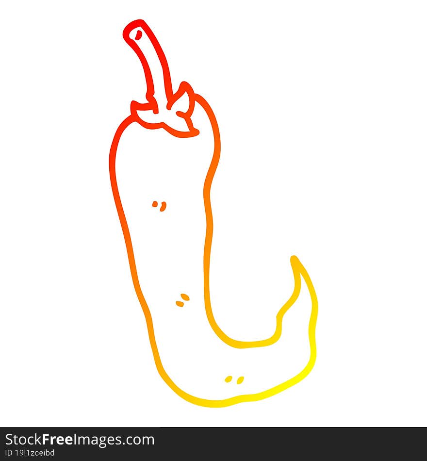 warm gradient line drawing cartoon chilli pepper