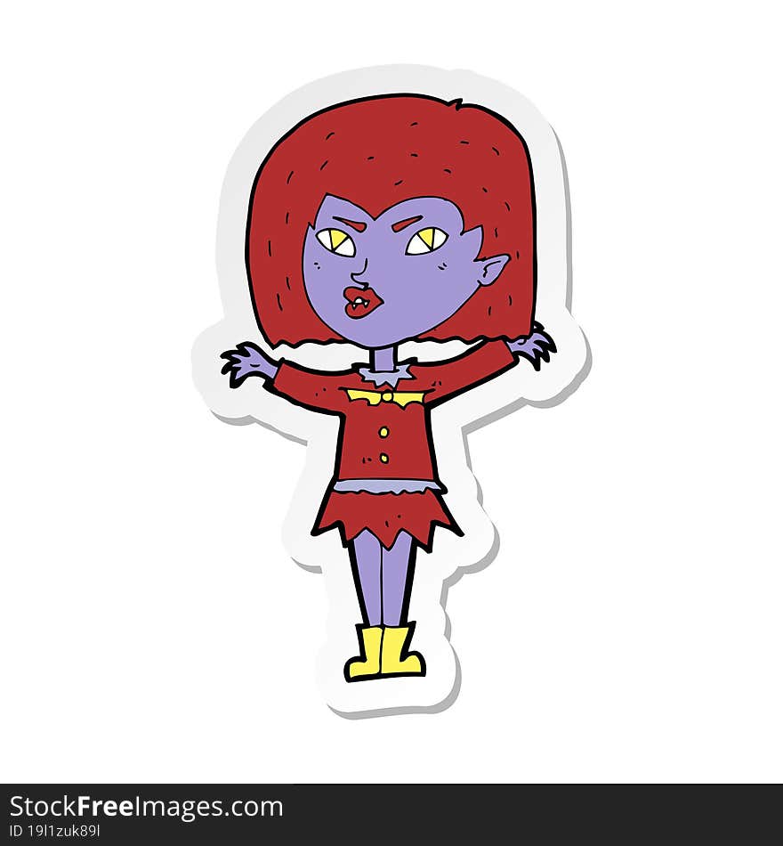 sticker of a cartoon vampire girl