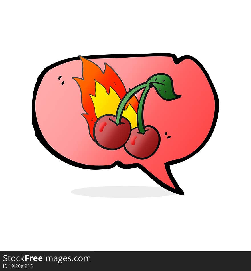 Speech Bubble Cartoon Flaming Cherries