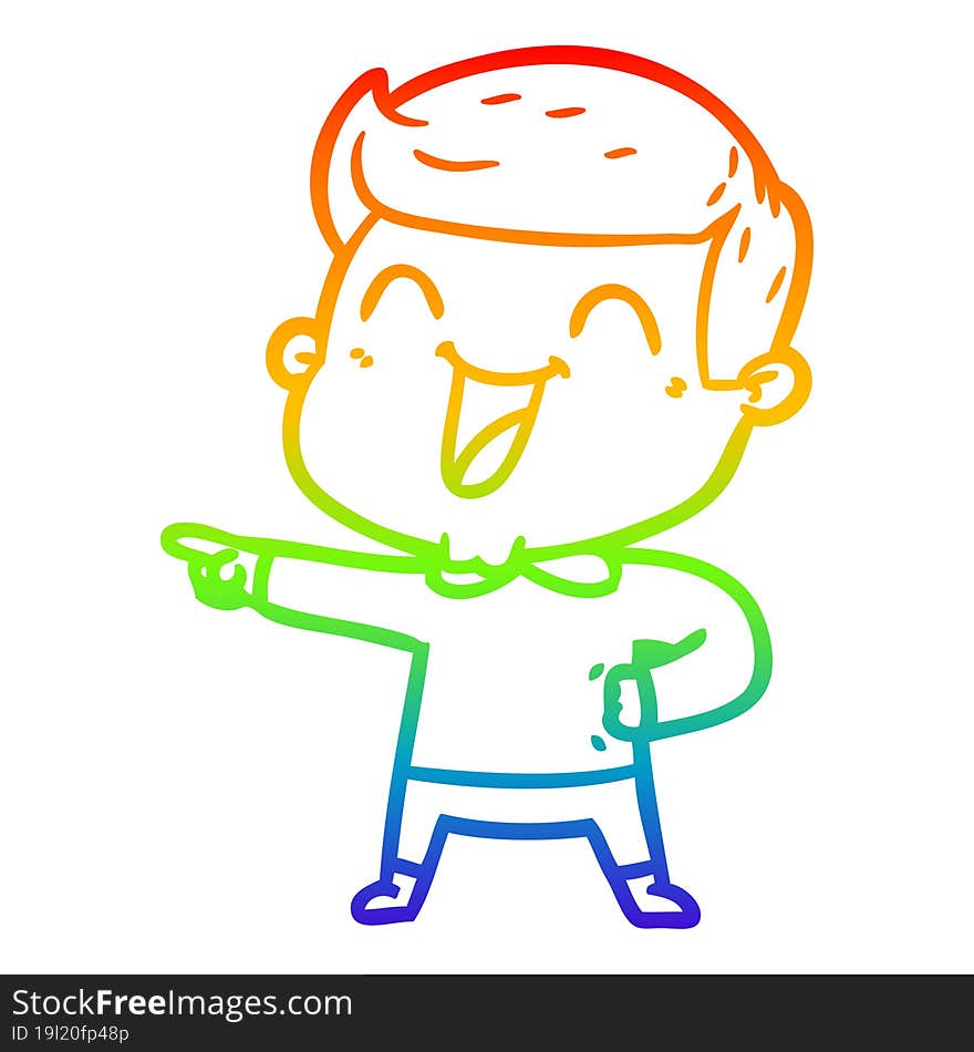 rainbow gradient line drawing of a cartoon man laughing