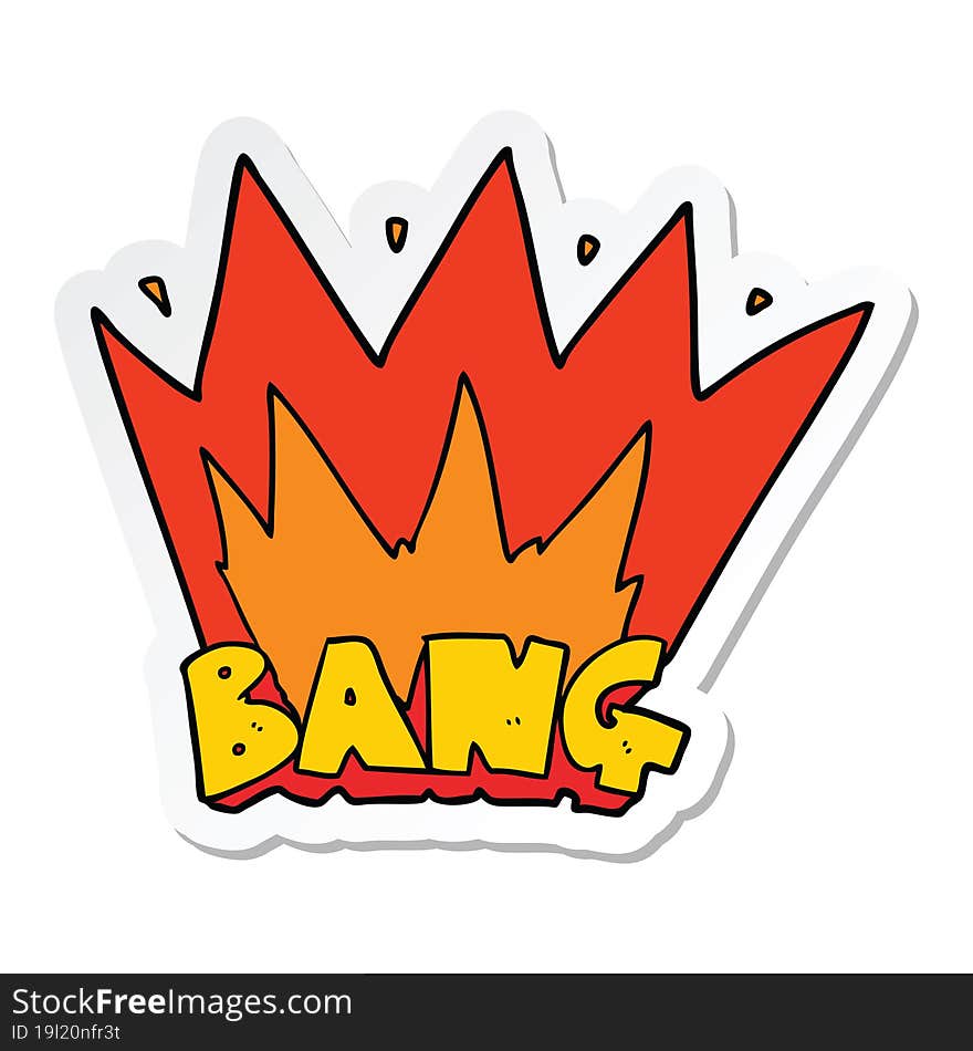 sticker of a cartoon bang sign