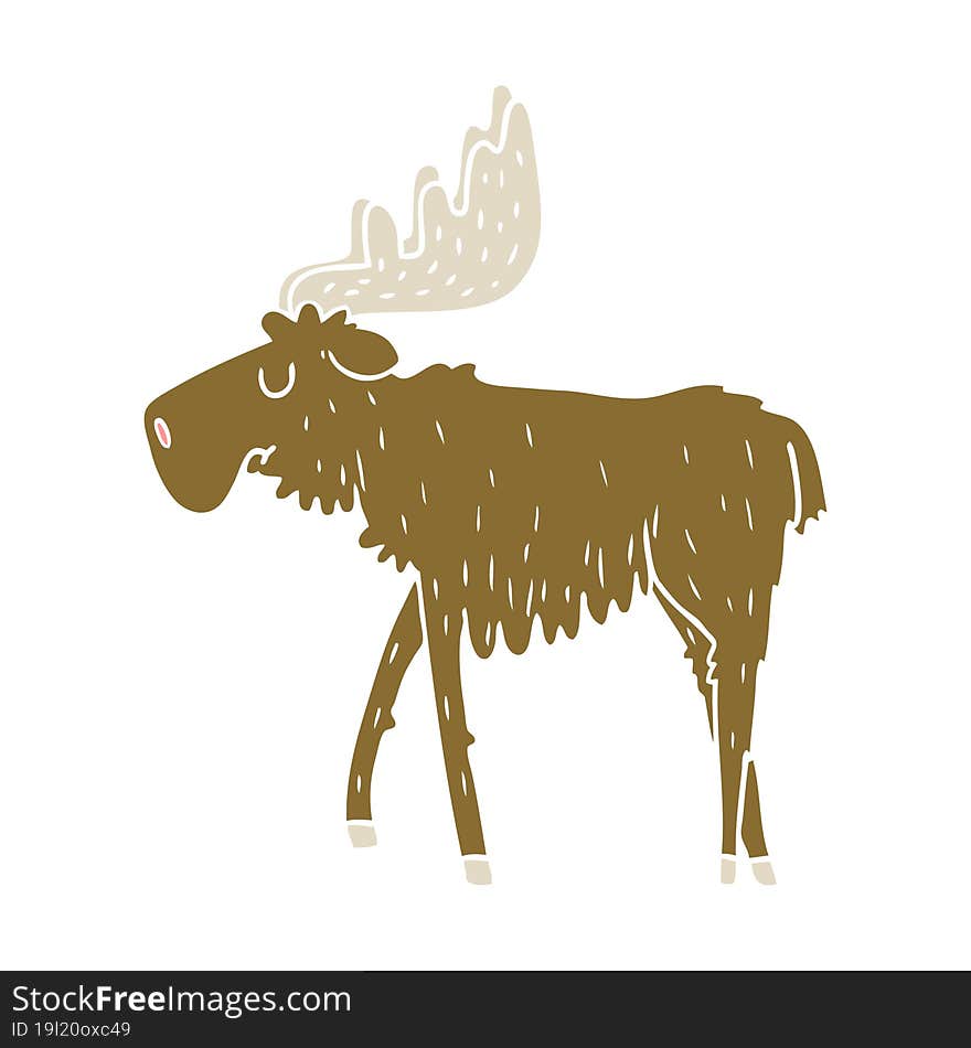 flat color style cartoon moose