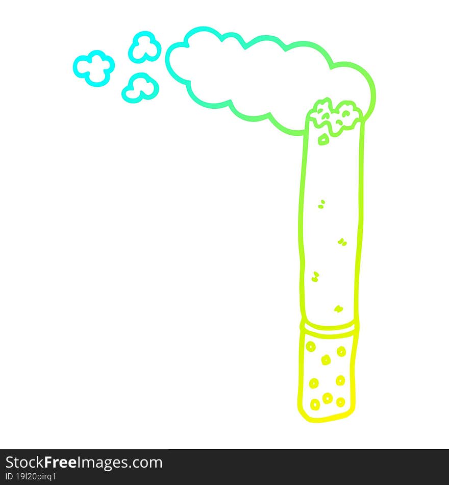 cold gradient line drawing cartoon cigarette