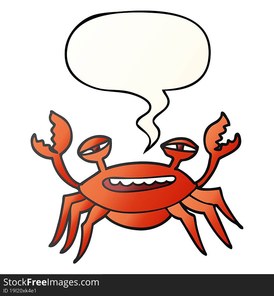 cartoon crab and speech bubble in smooth gradient style