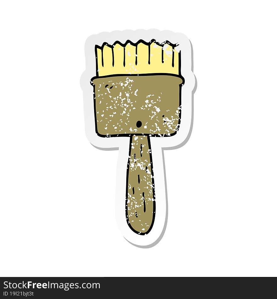 distressed sticker of a cartoon paintbrush