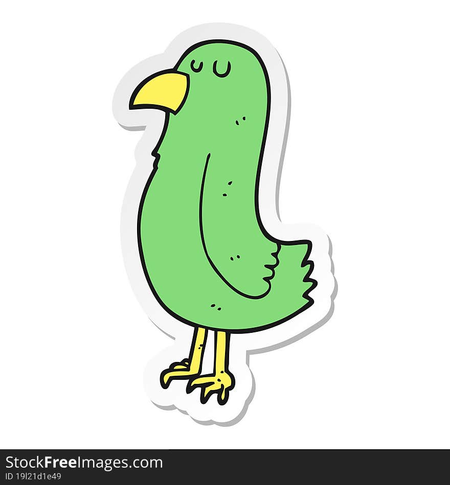 Sticker Of A Cartoon Parrot