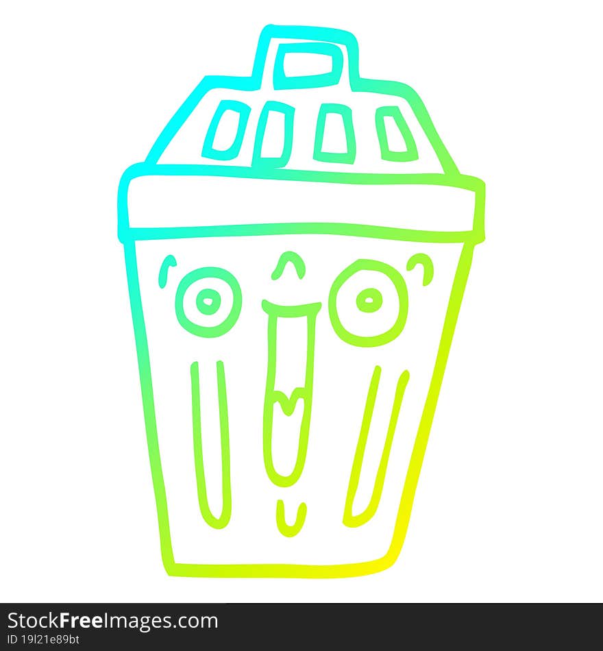 cold gradient line drawing cartoon waste bin