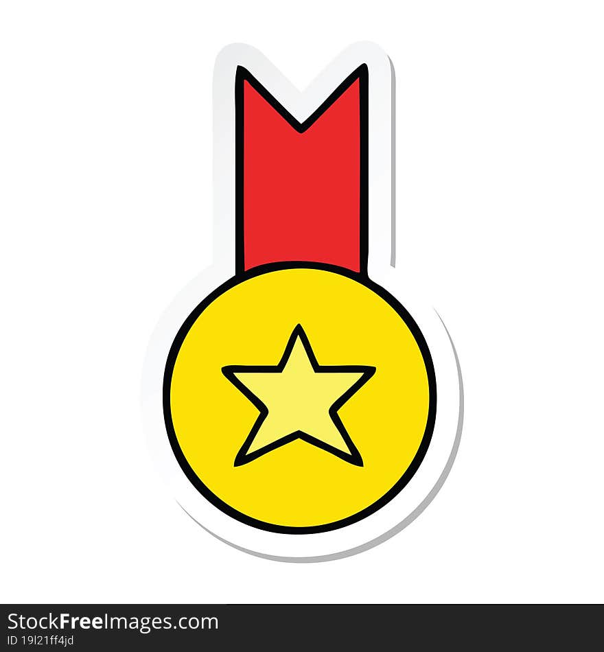 Sticker Of A Cute Cartoon Gold Medal